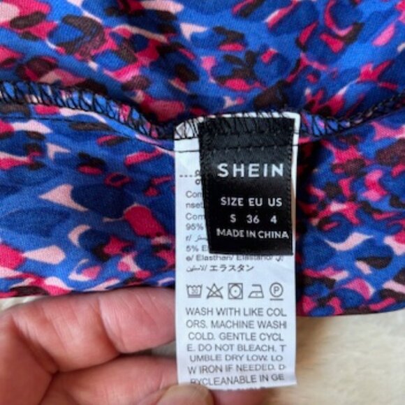 Shein Multi-colour V-Neck Tie at Waist Sleeveless Unlined Dress Size S - Picture 7 of 10